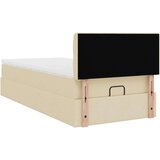 vidaXL Otomanski posteljni okvir z vzmetnico krem 90x190 cm blago, (21610269) | Shoptok.si