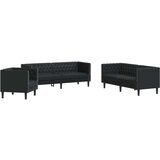 vidaXL 3-dijelna sofa Chesterfield crna umjetna koža | shoptok.hr
