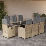 vidaXL 9-dijelni vrtni blagovaonski set od poliratana s jastucima bež | shoptok.hr