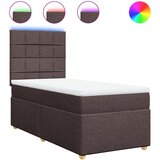 vidaXL Box spring postelja z vzmetnico temno rjava 100x200 cm blago, (21292038) | Shoptok.si