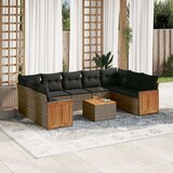 vidaXL 10-dijelni set vrtnih sofa od poliratana s jastucima sivi | shoptok.hr