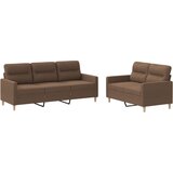  2-dijelni set sofa s jastucima smeđi od tkanine | shoptok.hr