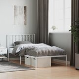 Maison Chic Kovinski Posteljni okvir - Dvoposteljna postelja - Zakonska postelja z vzglavjem bel 100x190 cm, (21693033) | Shoptok.si
