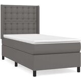 vidaXL Krevet s oprugama i madracem sivi 100x200 cm od umjetne kože | shoptok.hr