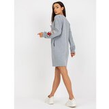 Fashion Hunters RUE PARIS gray sweatshirt dress with embroidery and pockets Cene