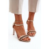 Kesi Zazoo Women's leather sandals with gold high heels | shoptok.hr