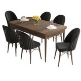 Hanah home roz - baroque, black baroqueblack extendable dining table & chairs set (7 pieces) | Eponuda.com