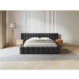 Micadoni Home Črna oblazinjena zakonska postelja s prostorom za shranjevanje z letvenim dnom 200x200 cm Mamaia – | Shoptok.si