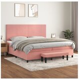 vidaXL Box spring postelja z vzmetnico roza 200x200 cm žamet Cene