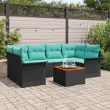  Sjedeća garnitura za vrt 7 kom. 6-Broj sjedala Crna i Tirkizna 234 x 132,5 x 69 cm | shoptok.hr