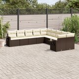 vidaXL 10-dijelni set vrtnih sofa od poliratana s jastucima smeđi | shoptok.hr