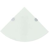 vidaXL Kotna Polica s Kromirano Podporo Steklo Bela 25x25 cm, (20765461) | Shoptok.si