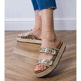 Gemre Leopard print glitter espadrille slides with buckles Induri | shoptok.hr