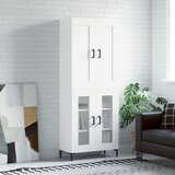 vidaXL Visoka omara bela 69,5x34x180 cm inženirski les | Shoptok.si