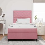  LED Box Spring Krevet s madracem Ružičasta 120 x 200 cm Baršun | shoptok.hr