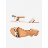 Shelvt Golden flat sandals with colorful studs | Shoptok.si