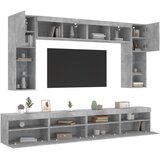  8-dijelni set zidnih TV ormarića s LED svjetlima boja betona | shoptok.hr