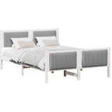  Okvir kreveta s uzglavljem Bijela i svijetlosiva 135 x 190 cm | shoptok.hr