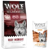 Wolf of Wilderness 12kg + 100g Snack "Explore the Wide Acres" piletina gratis! - Ruby Midnight - govedina i kunić