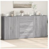 vidaXL Komoda 3 kosi siva sonoma 60x31x84 cm inženirski les | Shoptok.si