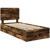  Krevetna konstrukcija s ladicama Dimljeni hrast 75 x 190 cm | shoptok.hr