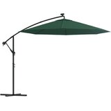 Viseći Suncobran s LED Svjetlom 300 cm Zeleni Metalna Šipka | shoptok.hr