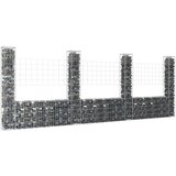 vidaXL Gabionska košara U-oblika s 4 stupa 380 x 20 x 150 cm željezna Cijene