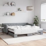  Dnevni krevet na razvlačenje svjetlosivi 100x200 cm od tkanine | shoptok.hr