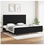  Posteljni okvir z vzglavjem črn 200x200 cm blago | Shoptok.si