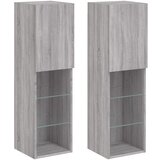 vidaXL TV omarica z LED lučkami 2 kosa siva sonoma 30,5x30x102 cm, (20977723) Cene