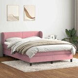  s oprugama i madracem ružičasti 140x210 cm baršunasti | shoptok.hr
