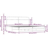 vidaXL Kovinski posteljni okvir brez vzmetnice dimljen hrast 180x200cm | Shoptok.si