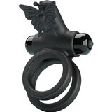Pretty Love Double Ring Vibrator with Black Stimulator Black Cene