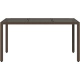  Vrtni stol sa staklenom pločom smeđi 150x90x75 cm od poliratana | shoptok.hr