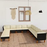 The Living Store Vrtna sedežna garnitura 12-delna z blazinami poli ratan črna - Vrtna Sedežna Garnitura, (21421927) Cene
