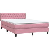  Box spring postelja z vzmetnico roza 140x210 cm žamet, (22011228) | Shoptok.si