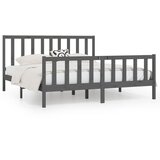 The Living Store Posteljni okvir siv iz trdnega lesa 200x200 cm - Posteljni Okvir, (21530720) | Shoptok.si