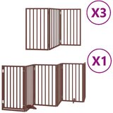 vidaXL Ograda za pse z vrati zložljiva 15 panelov rjava 750 cm les | Shoptok.si