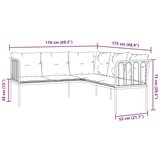 vidaXL Vrtna sofa s jastucima L-oblika crna od čelika i tekstilena | shoptok.hr