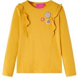 vidaXL Otroška majica z dolgimi rokavi temno oker 140 | Shoptok.si