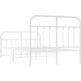 vidaXL Metalni okvir kreveta uzglavlje i podnožje bijeli 120x190 cm | shoptok.hr