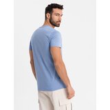 Ombre BASIC men's classic cotton T-shirt with a serape neckline - blue | shoptok.hr