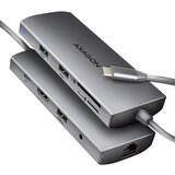 Axagon HMC-8HLSA USB-C 3.2 Gen 1 Multiport Hub, 3x USB-A + 4K/60Hz HDMI + SD/microSD, Gigabit LAN, Audio, PD 100W - Silver Cijene