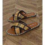 D/CEO Black flat sandals with colorful embroidery on the edges Vilsa | shoptok.hr