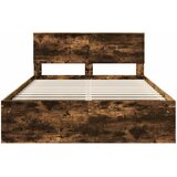  Krevetna konstrukcija s uzglavljem Dimljeni hrast 140 x 190 cm | shoptok.hr