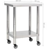 vidaXL Kuhinjski radni stol s kotačima 80x30x85 cm nehrđajući čelik | shoptok.hr