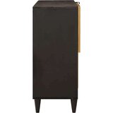 vidaXL Stranska omara Črna in zlata 80 x 33.5 x 75 cm trden mangov les | Shoptok.si