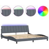 vidaXL Posteljni okvir z LED lučkami temno siva 200x200 cm žamet, (21081835) Cene