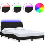 Maison Chic Posteljni okvir - Dvoposteljna postelja - Zakonska postelja z LED brez vzmetnice črn 140x190 cm blago, (21697181) Cene