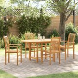 vidaXL 5-delna jedilna garnitura iz trdnega lesa Teak | Shoptok.si